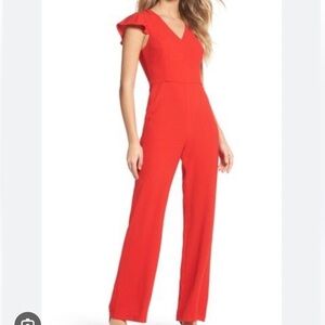 Charles Henry red flutter sleeve jumpsuit size Women’s xs